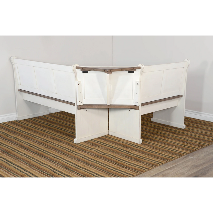 Sunny Designs Wood Breakfast Nook Dining Set Marble White and Buck Skin - Bed & Sofa Hub