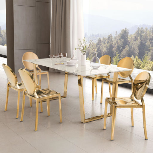 Zuo Atlas Dining Table White & Gold - Bed & Sofa Hub