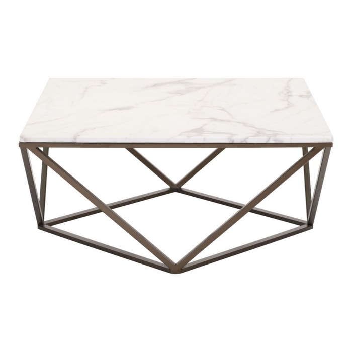 Zuo Tintern Coffee Table White & Antique Bronze - Bed & Sofa Hub
