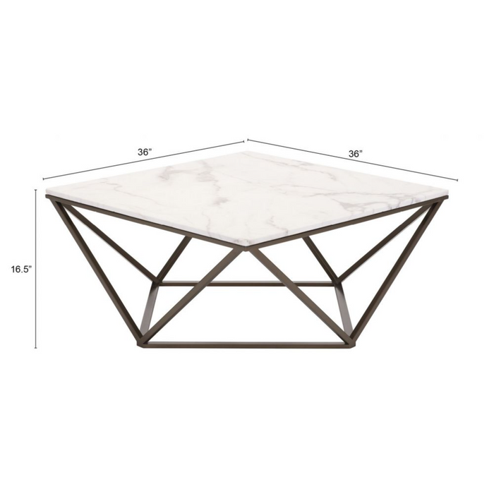 Zuo Tintern Coffee Table White & Antique Bronze - Bed & Sofa Hub