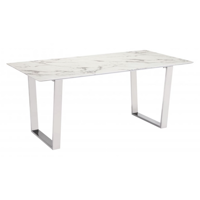 Zuo Atlas Dining Table White & Silver - Bed & Sofa Hub