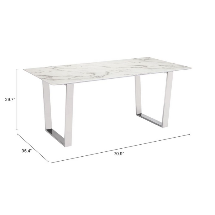 Zuo Atlas Dining Table White & Silver - Bed & Sofa Hub