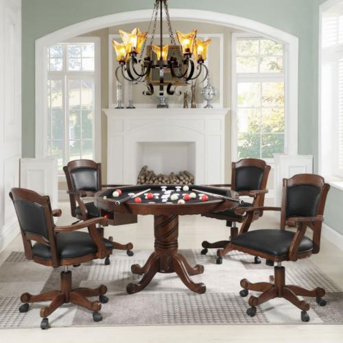 Coaster Turk 5-piece 3-in-1 Dining and Game Table Room Set Tobacco - Bed & Sofa Hub