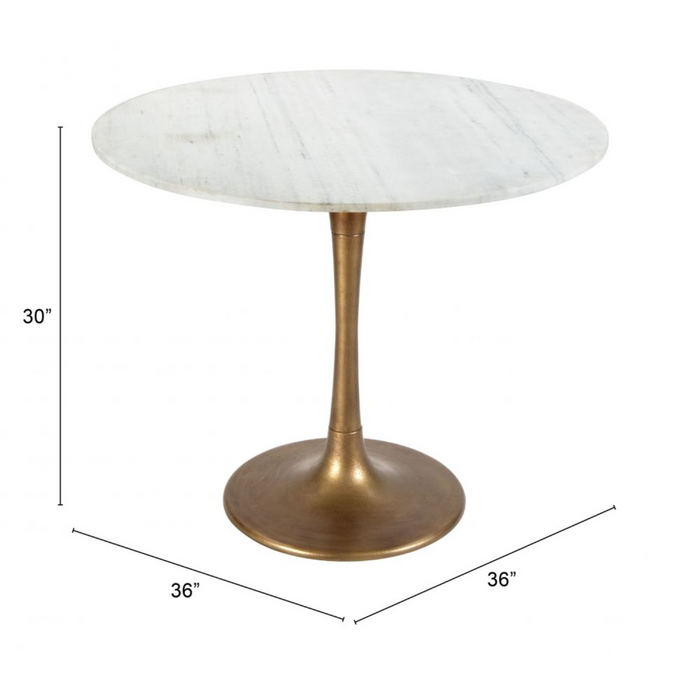 Zuo Fullerton Dining Table White & Gold - Bed & Sofa Hub
