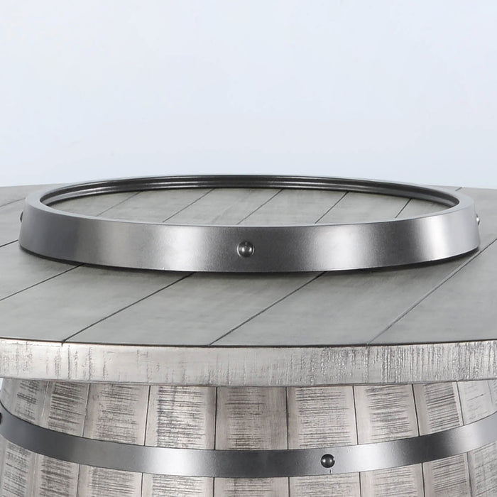 Sunny Designs Round Pub Table with Wine Barrel Base Alpine Grey - Bed & Sofa Hub