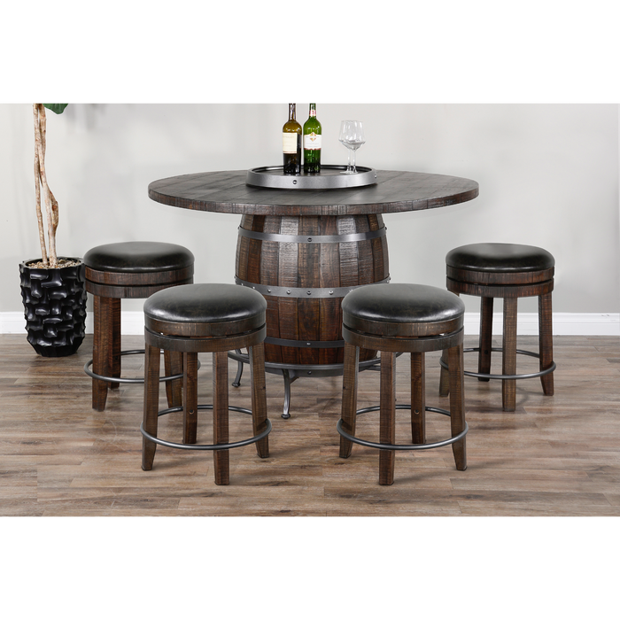 Sunny Designs Round Pub Table with Wine Barrel Base Tobacco Leaf - Bed & Sofa Hub