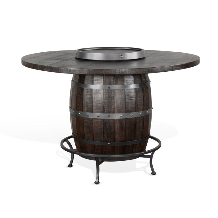 Sunny Designs Round Pub Table with Wine Barrel Base Tobacco Leaf - Bed & Sofa Hub