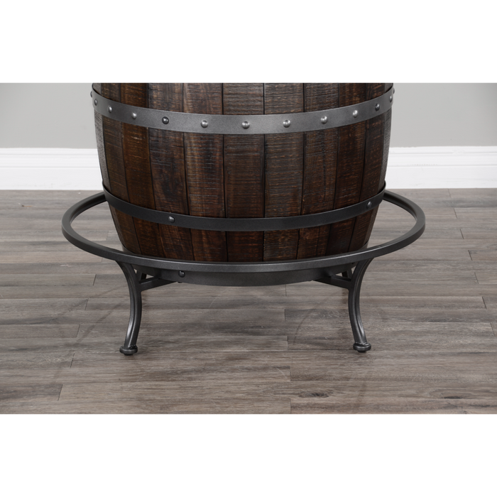 Sunny Designs Round Pub Table with Wine Barrel Base Tobacco Leaf - Bed & Sofa Hub