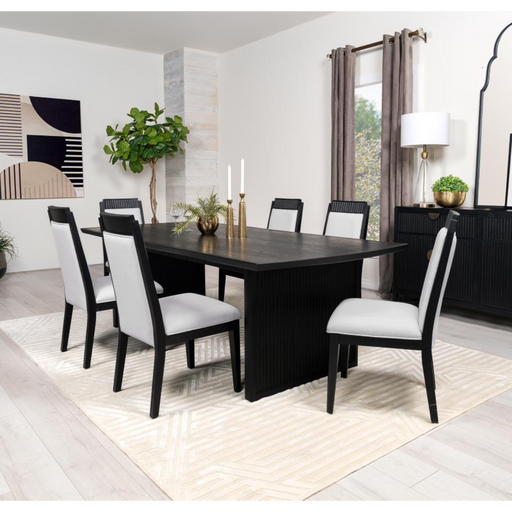 Coaster Brookmead 7 piece Extension Leaf Dining Room Table Set Black - Bed & Sofa Hub