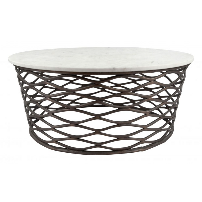 Zuo Queen Coffee Table White & Antique Bronze - Bed & Sofa Hub