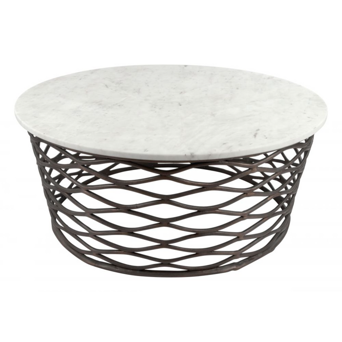 Zuo Queen Coffee Table White & Antique Bronze - Bed & Sofa Hub