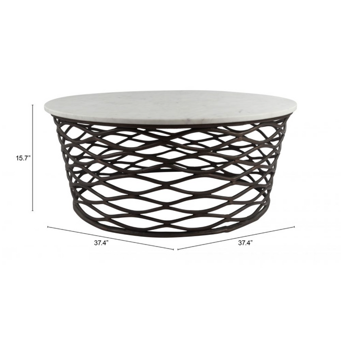 Zuo Queen Coffee Table White & Antique Bronze - Bed & Sofa Hub