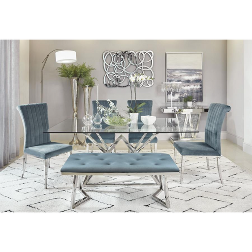 Coaster Beaufort 6-piece Rectangular Dining Room Set Chrome and Grey - Bed & Sofa Hub