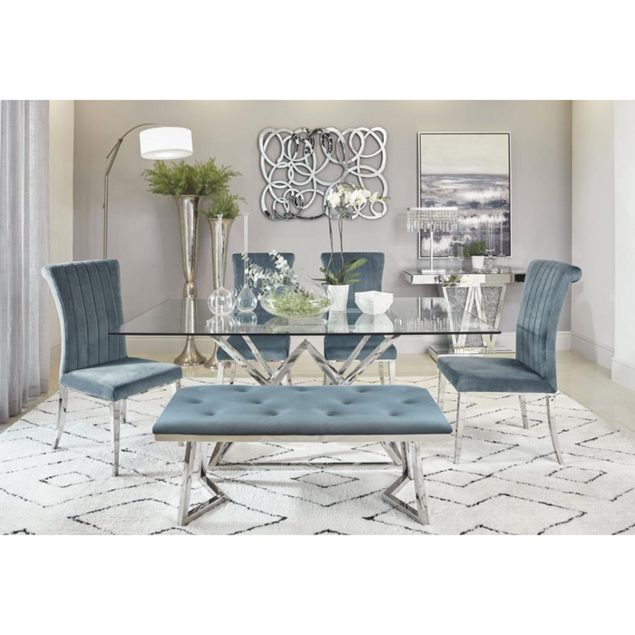 Coaster Beaufort 6-piece Rectangular Dining Room Set Chrome and Grey - Bed & Sofa Hub