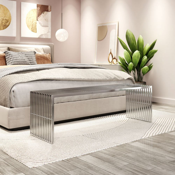 Zuo Tania Bench Silver - Bed & Sofa Hub