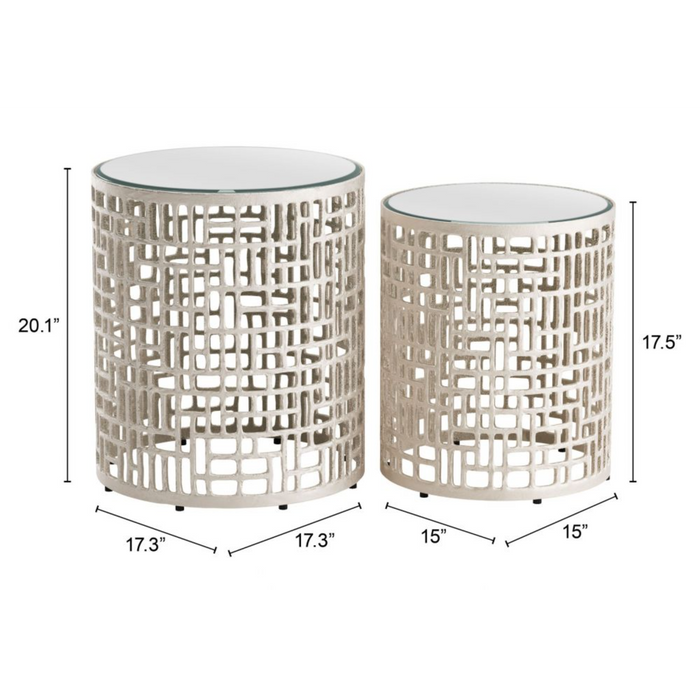 Zuo Reden Side Table Set Silver - Bed & Sofa Hub