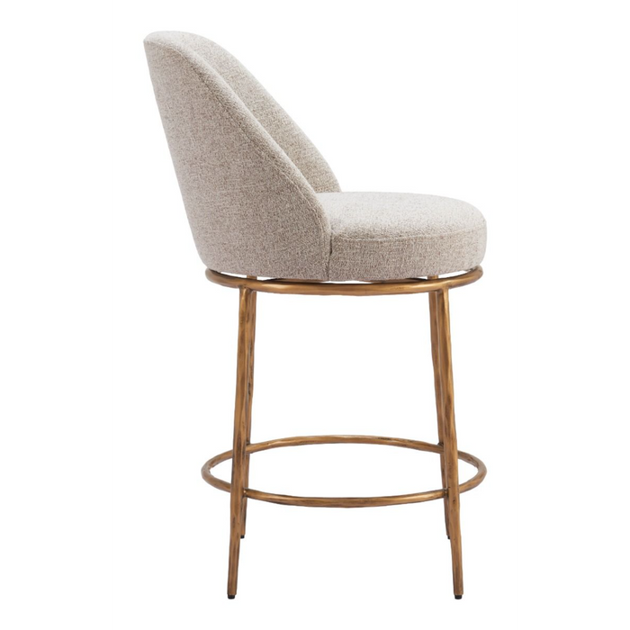Zuo Nordhavn Swivel Counter Stool Beige & Gold - Bed & Sofa Hub