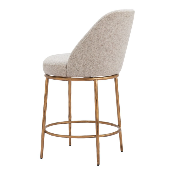 Zuo Nordhavn Swivel Counter Stool Beige & Gold - Bed & Sofa Hub