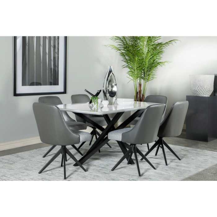 Coaster Paulita 7-piece Rectangular Dining Table Room Set White Ceramic - Bed & Sofa Hub