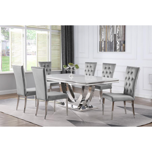 Coaster Kerwin 7-piece Rectangular Dining Room Table Set Grey and Chrome - Bed & Sofa Hub