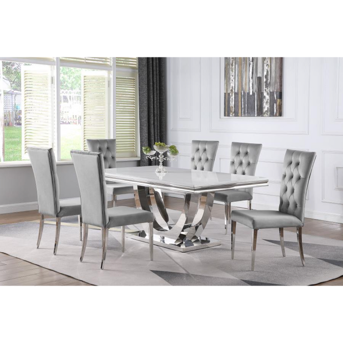 Coaster Kerwin 7-piece Rectangular Dining Room Table Set Grey and Chrome - Bed & Sofa Hub