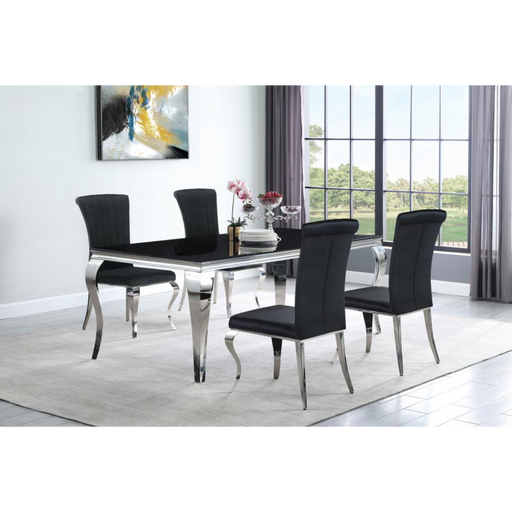 Coaster Carone 5-piece 81" Rectangular Black Glass Dining Room Set Black - Bed & Sofa Hub