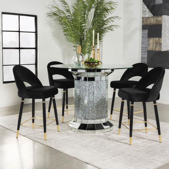 Coaster Ellie 5-piece Mirrored Counter Height Dining Room Table Set Black - Bed & Sofa Hub