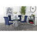 Coaster Quinn 5-piece Round Glass Top Mirrored Dining Room Set Ink Blue - Bed & Sofa Hub