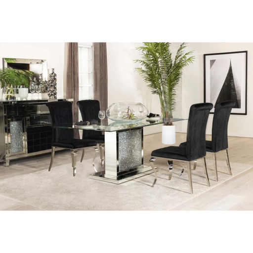 Coaster Marilyn 5-piece Rectangular Mirrored Dining Table Room Set Black - Bed & Sofa Hub