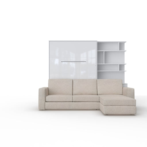 Maxima House Murphy Bed European Queen size with a Sectional Sofa and a Bookcase, INVENTO IN014/17W-LB - Bed & Sofa Hub