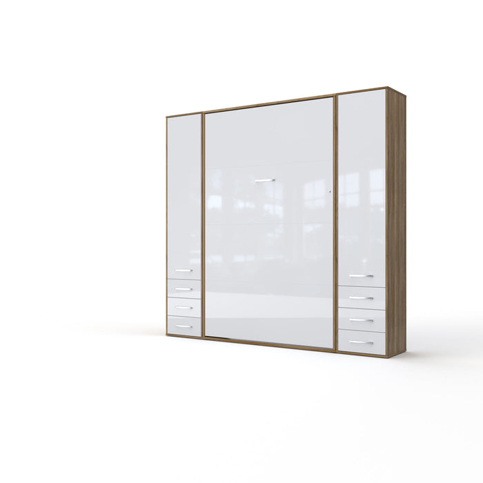 Maxima House Invento Vertical Wall Bed, European Full Size with 2 cabinets IN120V-07W - Bed & Sofa Hub