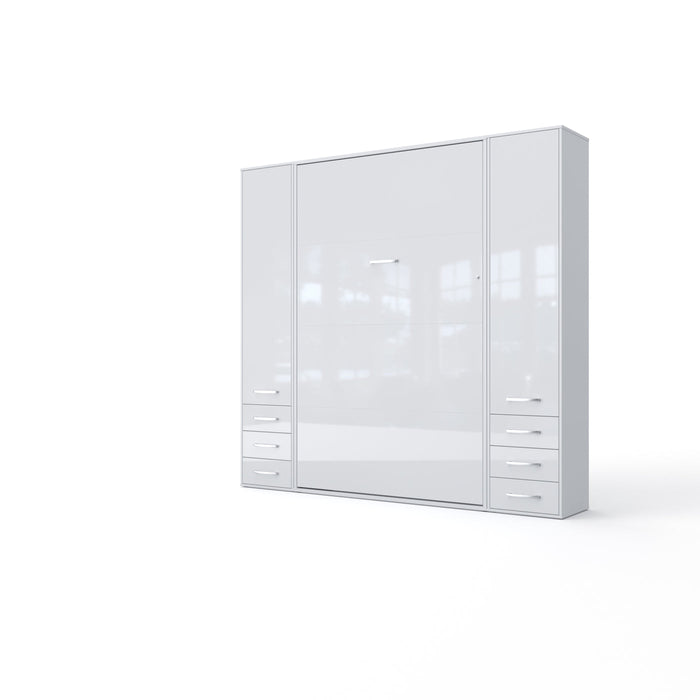 Maxima House Invento Vertical Wall Bed, European Twin Size with 2 cabinets IN90V-07W - Bed & Sofa Hub