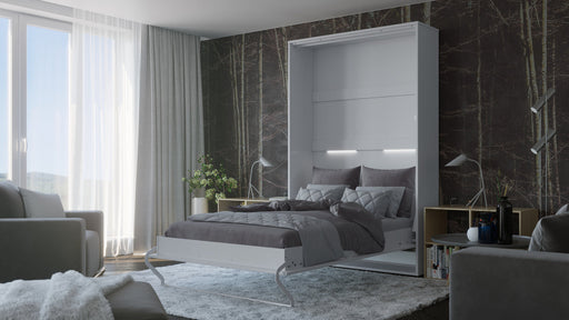Maxima House Vertical Murphy bed Invento European FULL size with mattress and LED included IN-02WLED - Bed & Sofa Hub