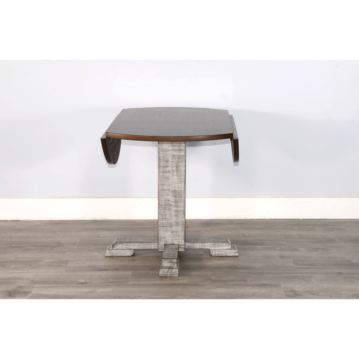 Sunny Designs Drop Leaf Round Table Tobacco Leaf and Alpine Grey - Bed & Sofa Hub