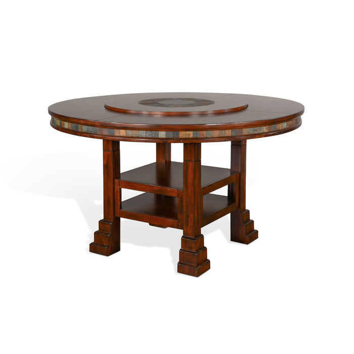 Sunny Designs Santa Fe 60"R Table with Lazy Susan Dark Chocolate - Bed & Sofa Hub