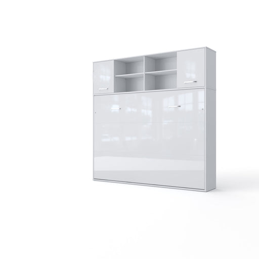 Maxima House Invento Horizontal Wall Bed, European Full Size with a cabinet on top IN120H-12W - Bed & Sofa Hub