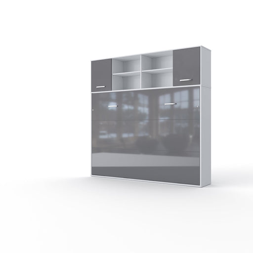 Maxima House Invento Horizontal Wall Bed, European Twin Size with a cabinet on top IN90H-12W - Bed & Sofa Hub