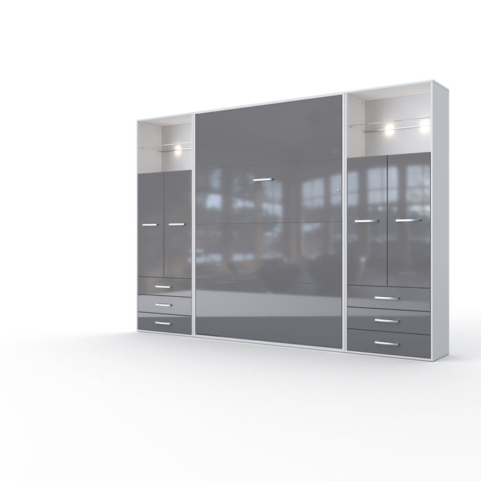 Maxima House Vertical Murphy Bed Invento. European Queen + 2 cabinets IN160V-10W - Bed & Sofa Hub