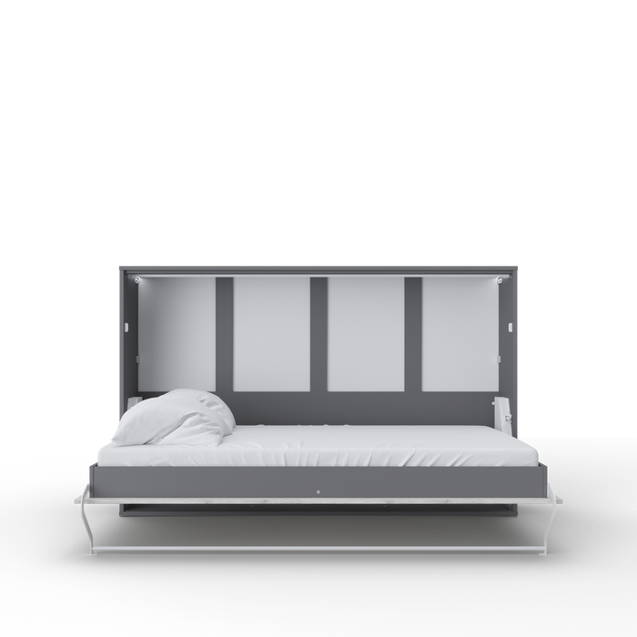 Maxima House Invento Horizontal Full Size Murphy Bed with LED and Included Mattress - Bed & Sofa Hub