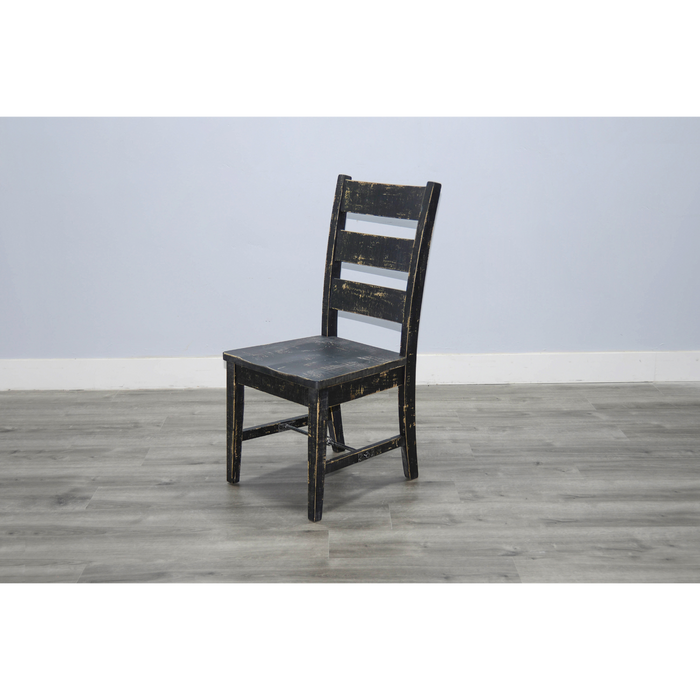 Sunny Designs Black Sand Ladderback Chair with Turnbuckle, Wood Seat Black Sand - Bed & Sofa Hub