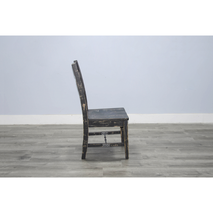 Sunny Designs Black Sand Ladderback Chair with Turnbuckle, Wood Seat Black Sand - Bed & Sofa Hub