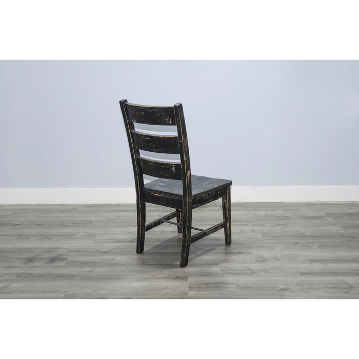 Sunny Designs Black Sand Ladderback Chair with Turnbuckle, Wood Seat Black Sand - Bed & Sofa Hub