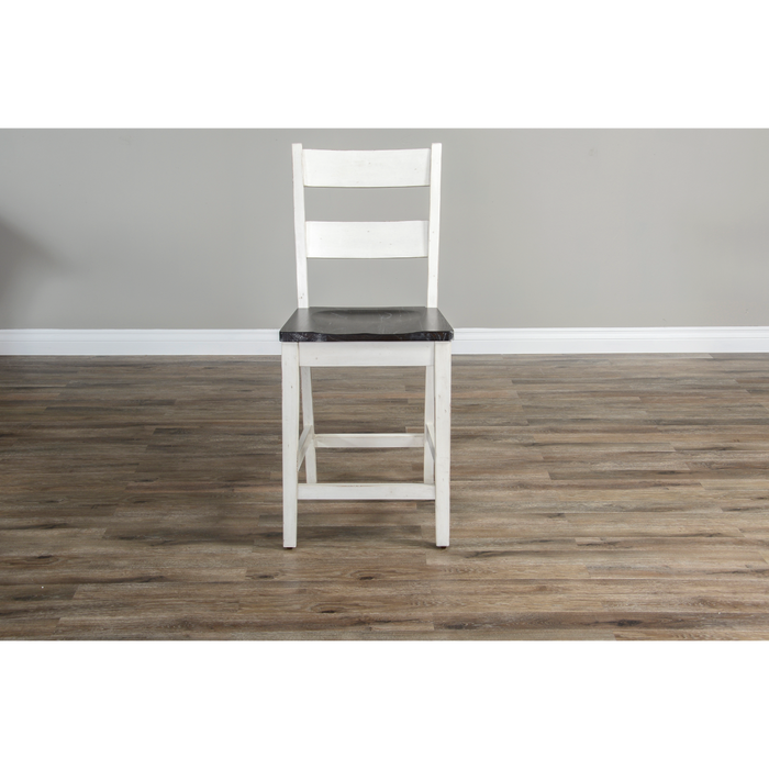 Sunny Designs Counter Ladderback Barstool, Wood Seat European Cottage - Bed & Sofa Hub