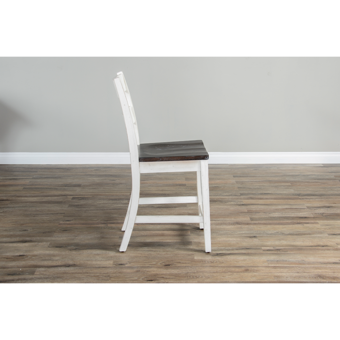 Sunny Designs Counter Ladderback Barstool, Wood Seat European Cottage - Bed & Sofa Hub