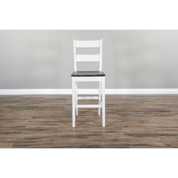 Sunny Designs Solid Wood Ladderback Barstool, Wood Seat European Cottage - Bed & Sofa Hub