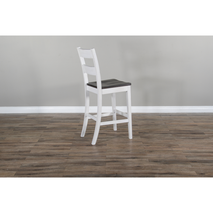Sunny Designs Solid Wood Ladderback Barstool, Wood Seat European Cottage - Bed & Sofa Hub
