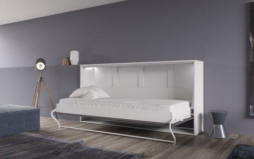 Maxima House European Horizontal TWIN size Murphy Bed INVENTO with mattress and LED IN-06WLED - Bed & Sofa Hub