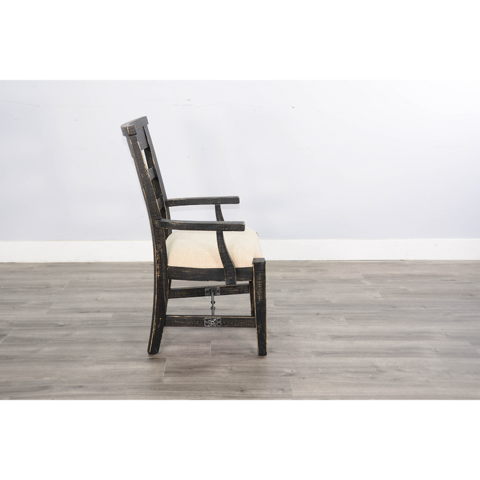 Sunny Designs Wood Arm Dining Chair Black Sand - Bed & Sofa Hub