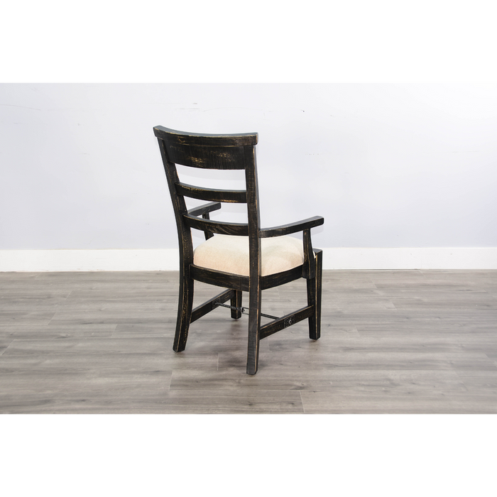 Sunny Designs Wood Arm Dining Chair Black Sand - Bed & Sofa Hub