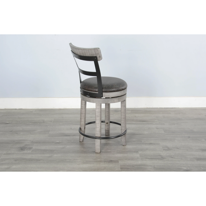 Sunny Designs Counter Swivel Barstool, Cushion Seat Alpine Grey - Bed & Sofa Hub